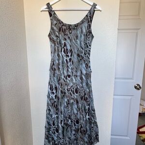 Jessica Howard Gray and Teal Animal-Print Maxi Dress with Stud Detail